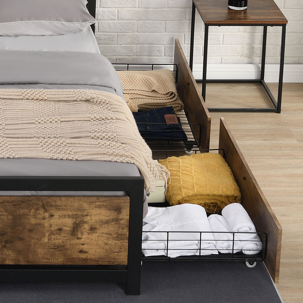 Levede 4 Queen Bed Frame Storage Drawers-1954802932738297863