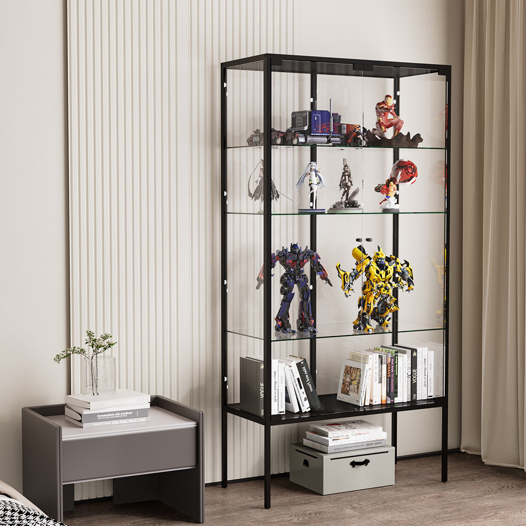 Stacked Glass Display Cabinet Steel 4 Tier 160cm-1954802409951858694