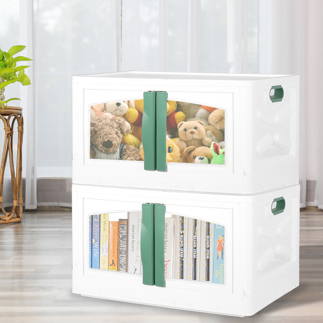 Foldable Storage Box Stackable Container Green-1910112538205491206