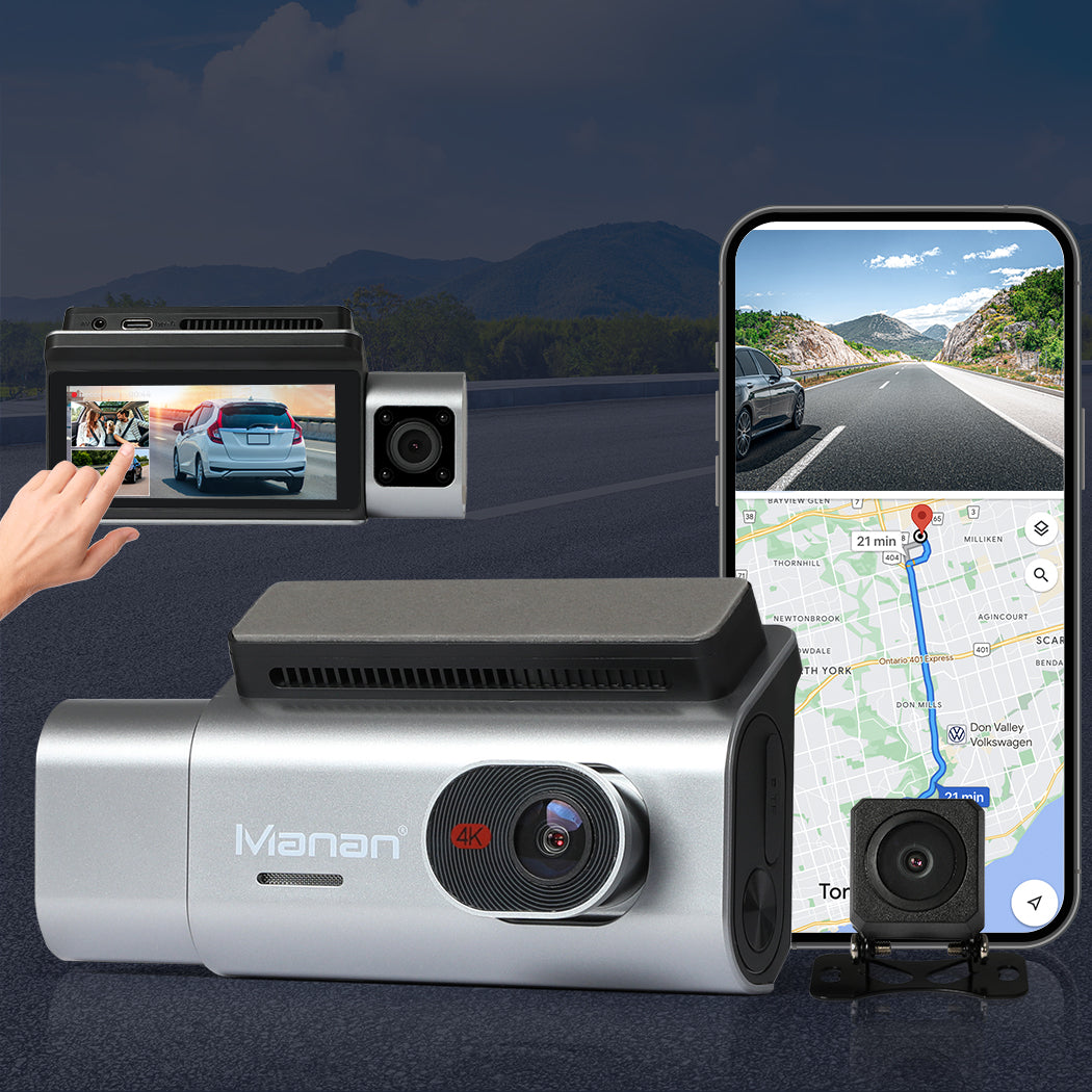 Manan 4K Car Dash Camera Front and Rear Wifi GPS 3 Lens-1954802341643423750