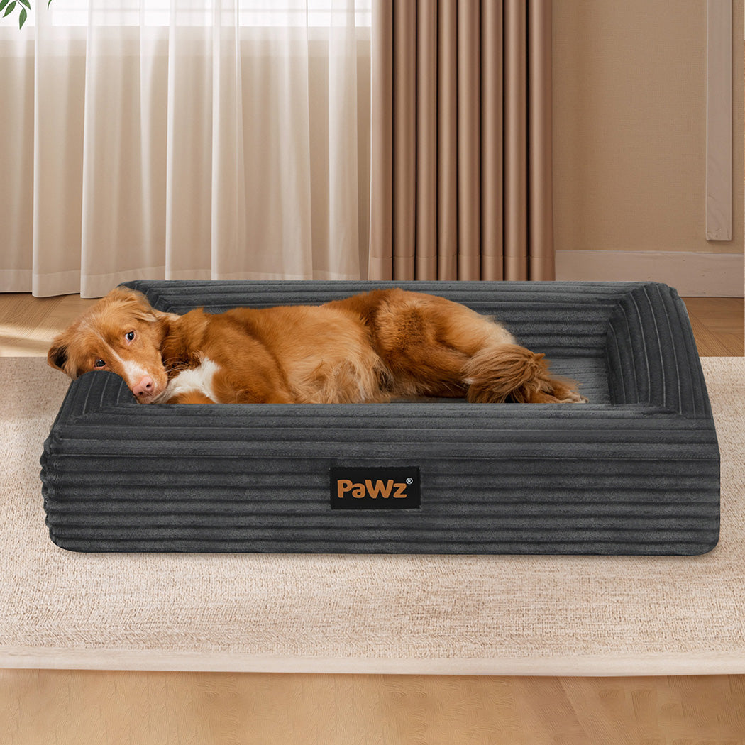 Pawz XXL Size Orthopedic Dog Bed with Corduroy Removable Cover Waterproof Washable Grey-1973193548442505222
