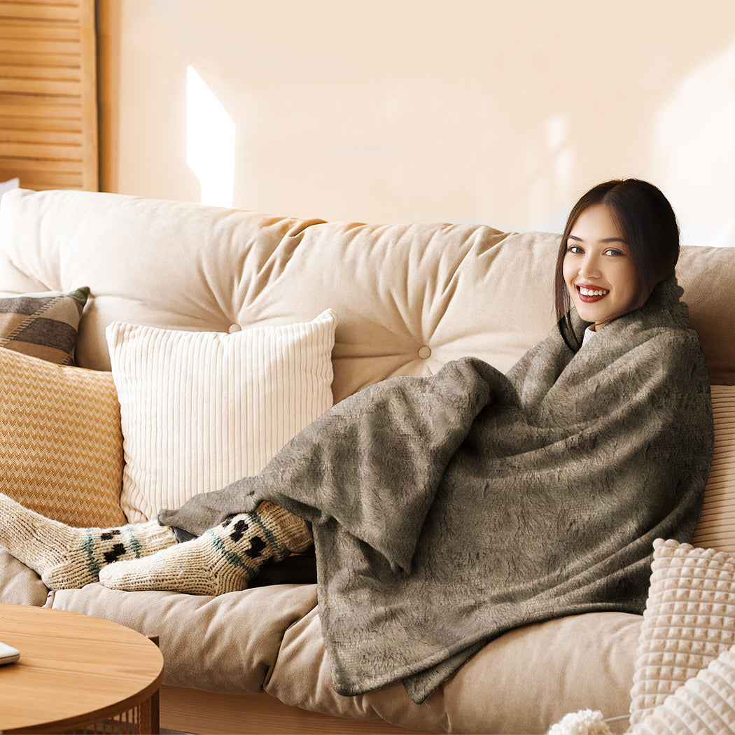 DreamZ Electric Throw Blanket Heated Timer Bedding Washable Warm Winter Plush BR-1954802343967068166