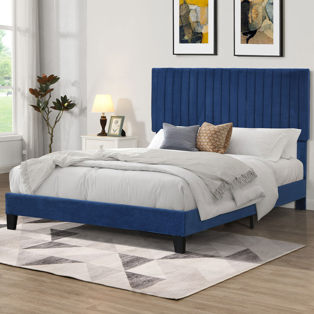 Levede Bed Frame Double Size Mattress Blue-1910113210464342022