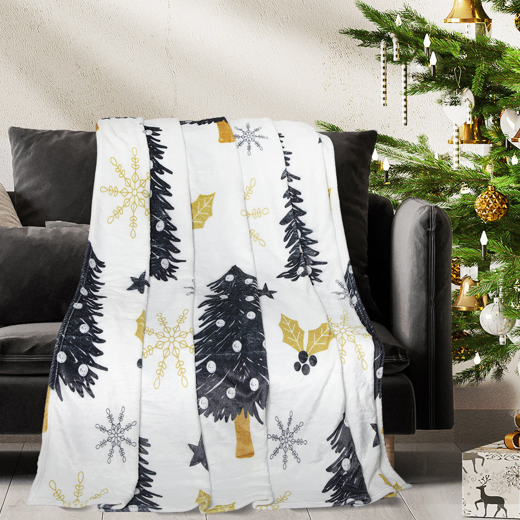 Santaco Throw Blanket Xmas Double Sided White Queen-1954802332059439110
