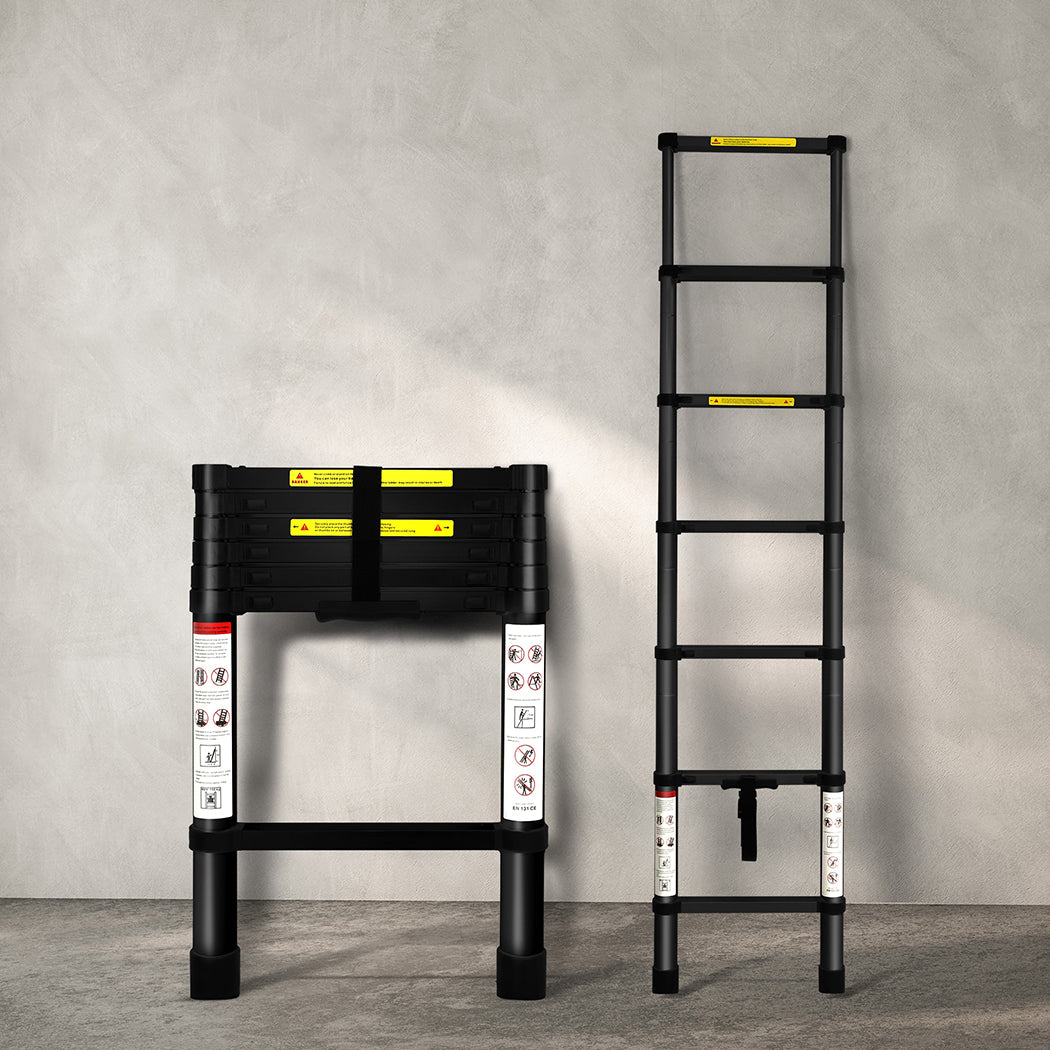 Traderight Multipurpose Aluminium Ladder Telescopic 2M Black 2 Meter-1954802733898928128