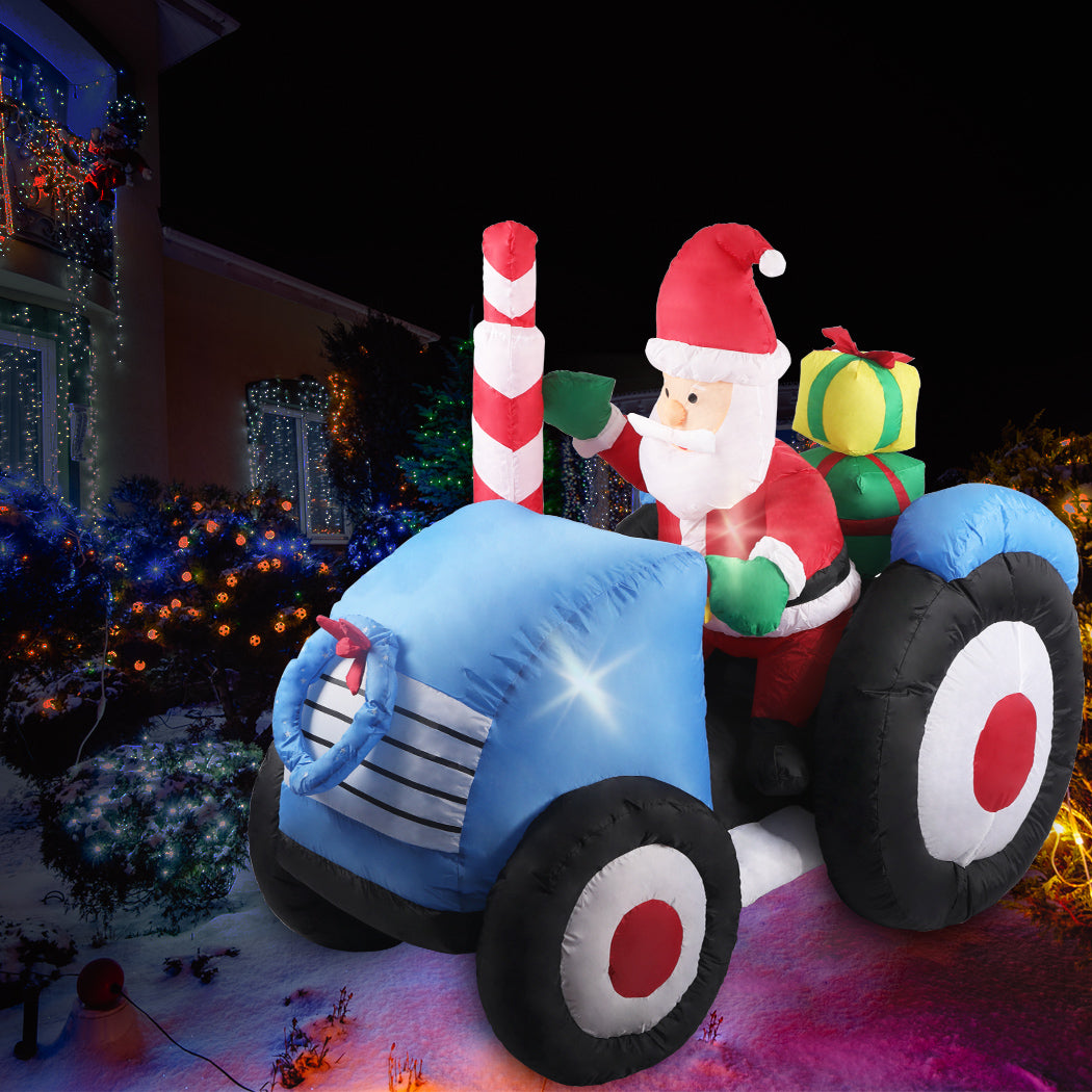 Santaco Inflatable Christmas Decor Tractor-1910113135847673862