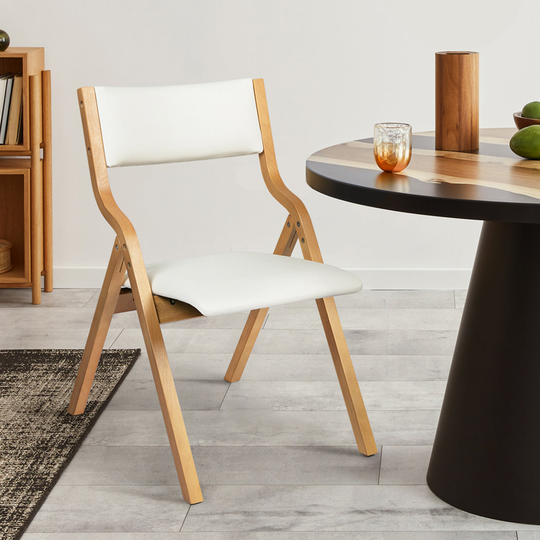 Levede 4x Dining Chairs Foldable PU Beige-1973193562262736902