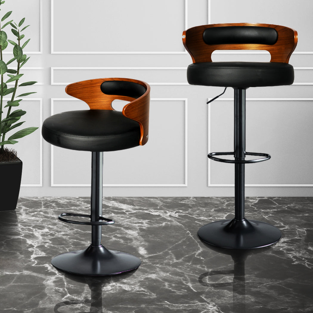 Levede 1x Kitchen Bar Stools Gas Lift Black-1919892921474224134