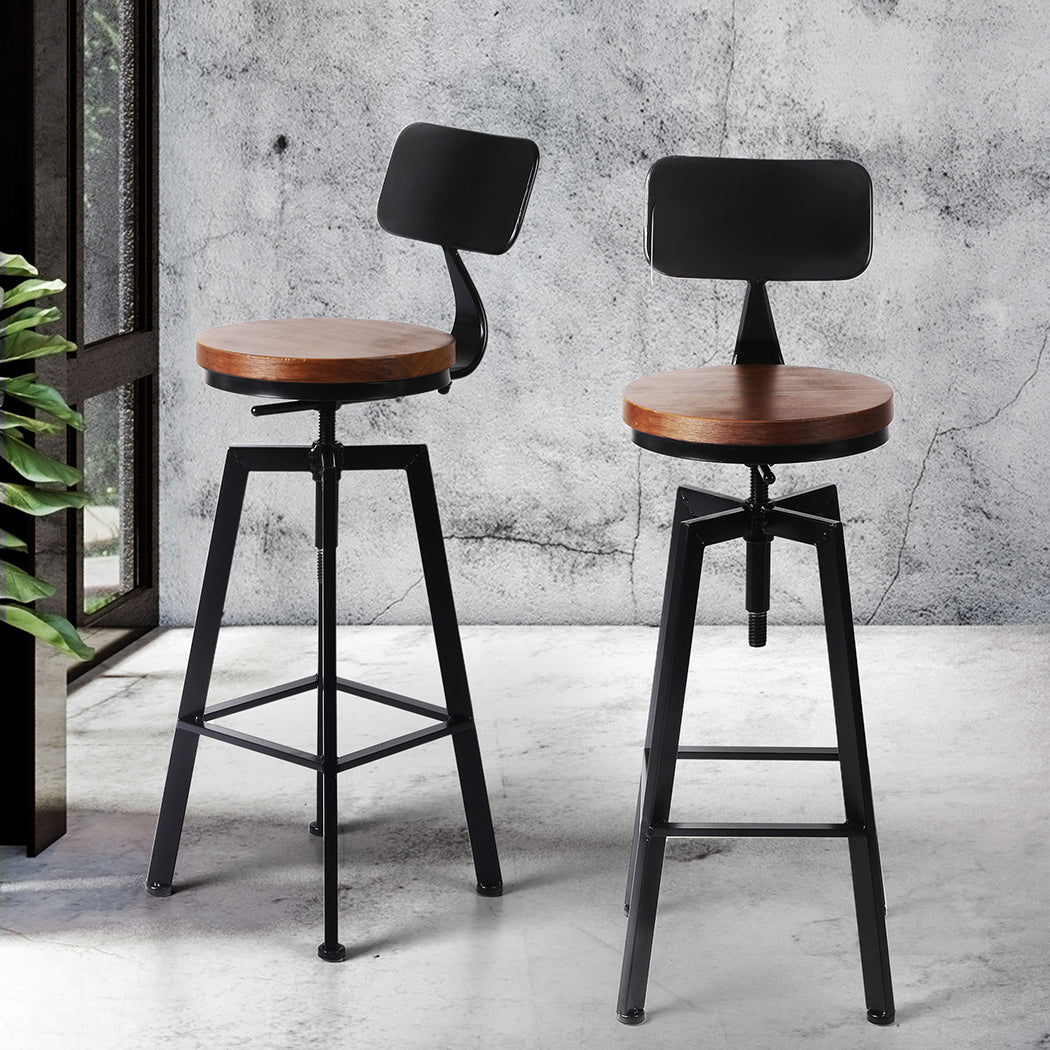Levede 2x Bar Stool Kitchen Wooden Metal-1954802948454354950