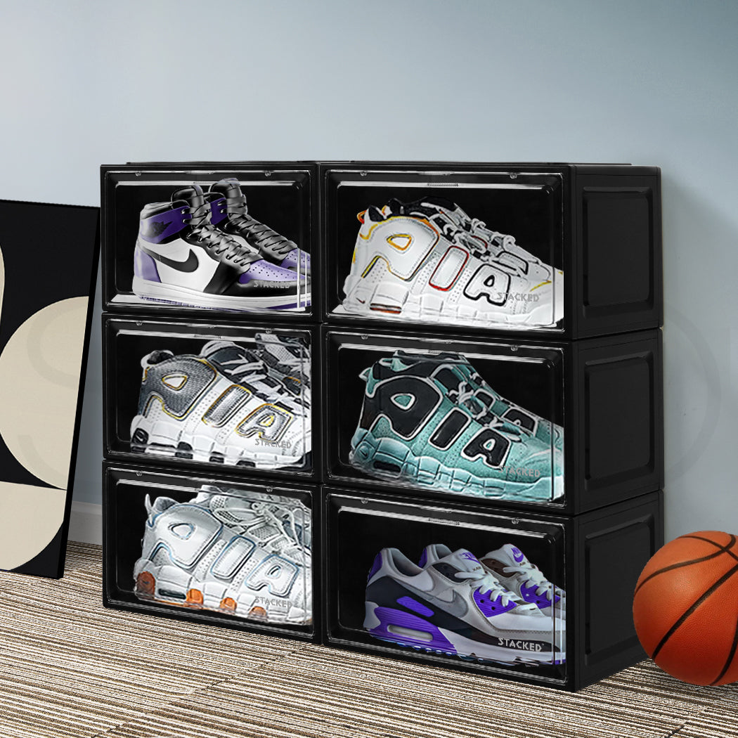 Stacked Shoe Box Acrylic Sneaker Display 6PC Black-1954802597328195590