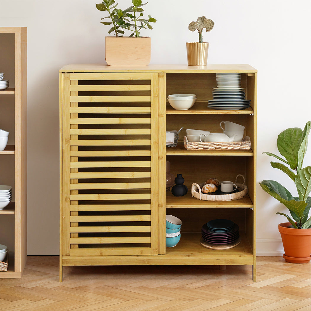 Levede Bamboo Storage Cabinet Freestanding Natural-1954802383469023239