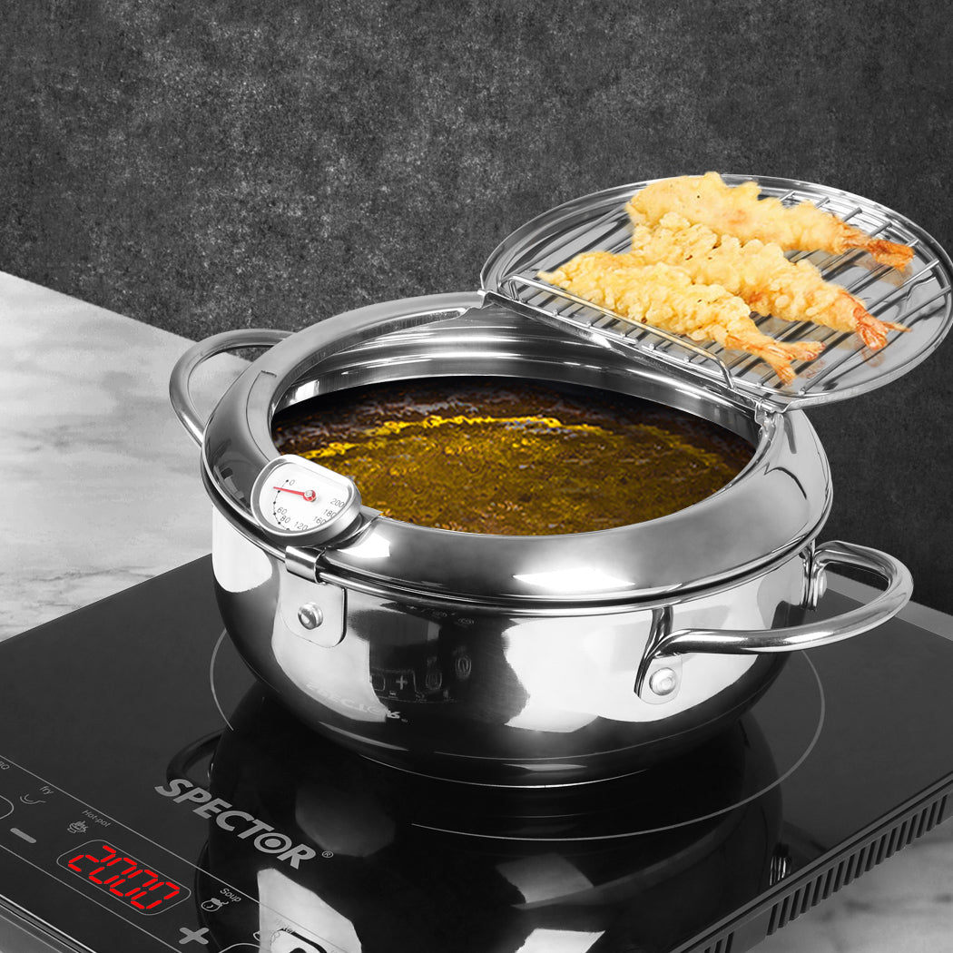 TOQUE 24cm Japanese Deep Frying Pan Silver-1910113166386401286