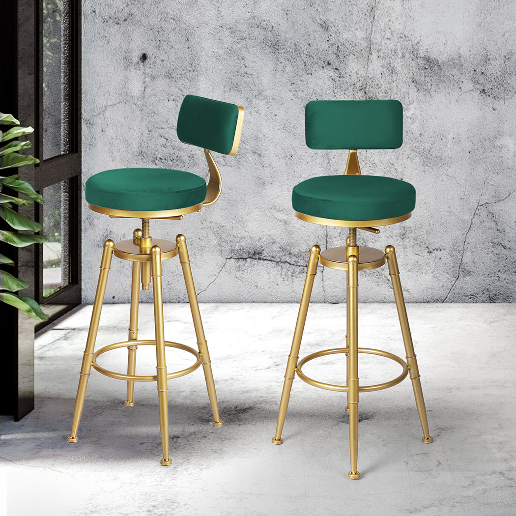 Levede 1x Bar Stools Velvet Kitchen Green-1954802950887051270
