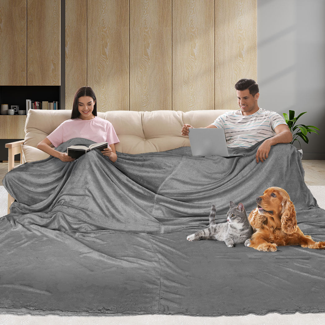 DreamZ 3x3M Large Oversized Blanket Grey Plain-1919892915346345990