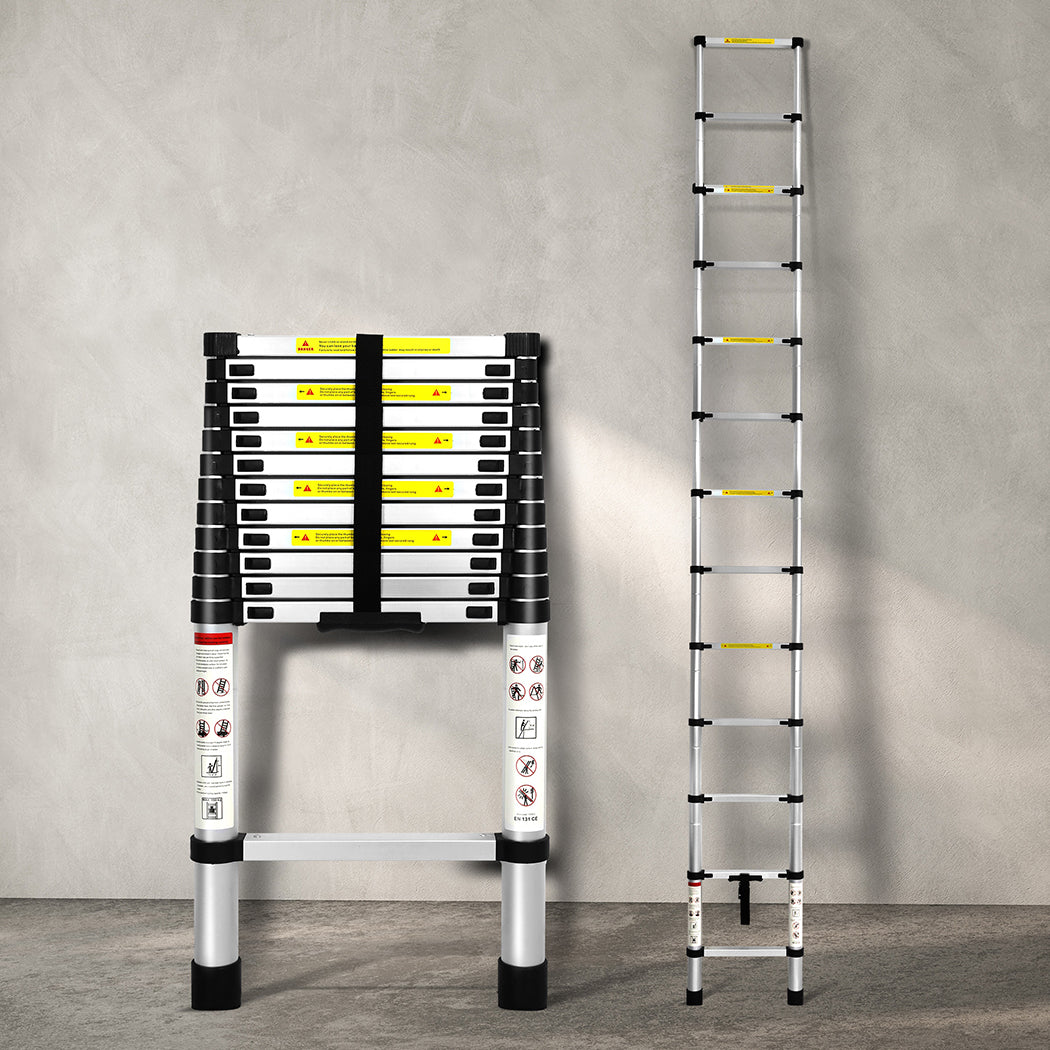Traderight Multipurpose Ladder Telescopic 3.8M Silver 3.8 Meter-1954802734758760454