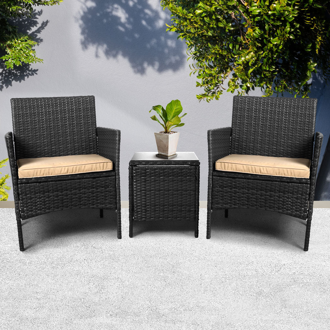 Levede Outdoor Furniture Setting Patio Black-1919892868701491206