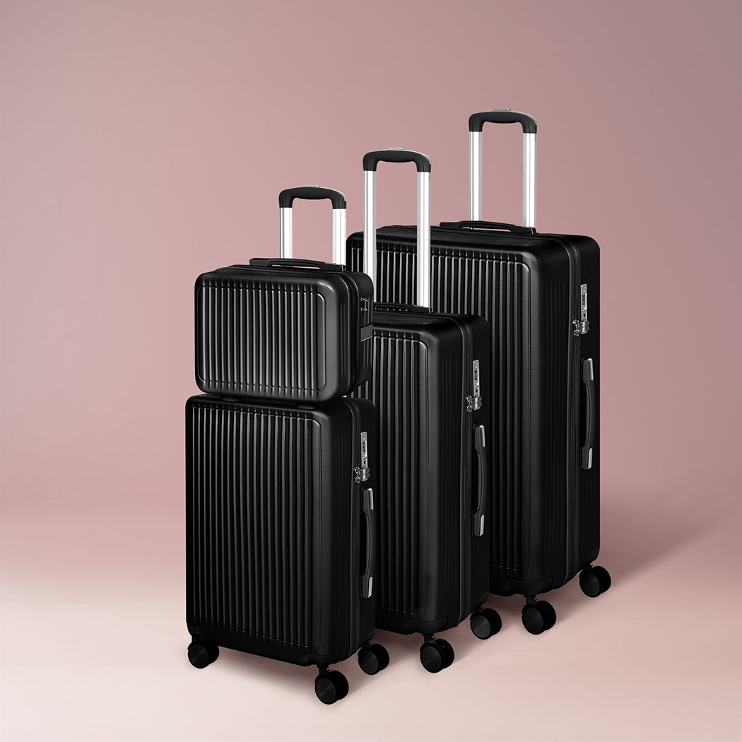 Slimbridge Luggage Suitcase Trolley Black 4pc 14"+20"+24"+28"-1954802820721020934