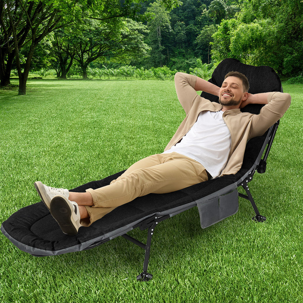 Levede Folding Camping Bed Camp Cots Black-1954802423742730246