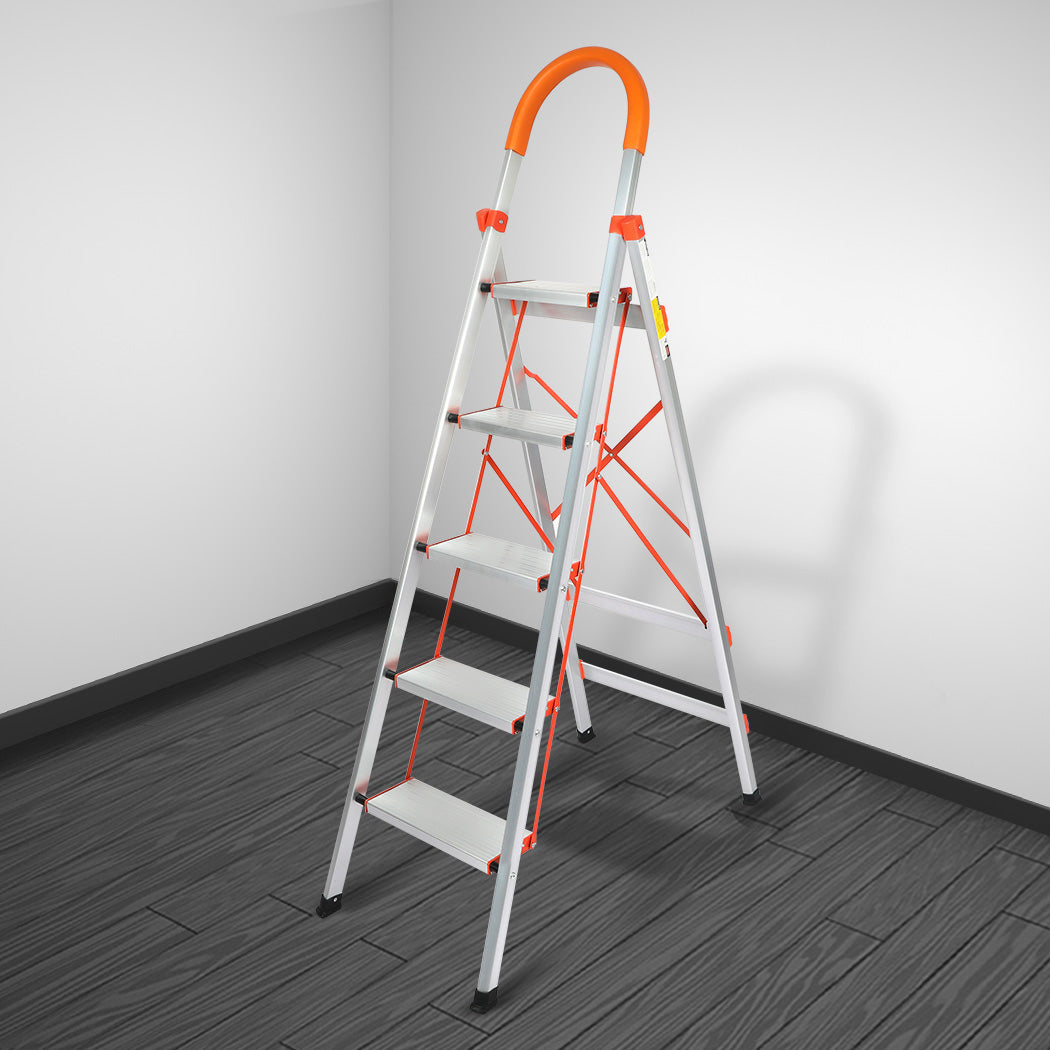 Traderight 5 Step Ladder Folding Aluminium-1910113115907952646