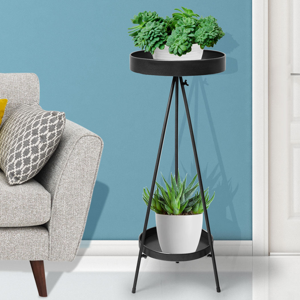 Levede Plant Stand 2 Tiers Outdoor Indoor Black Large-1910112302422691846
