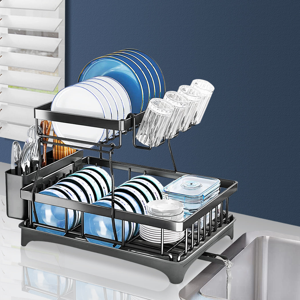 TOQUE Detachable Dish Drying Rack Cutlery Black-1954802793315438598