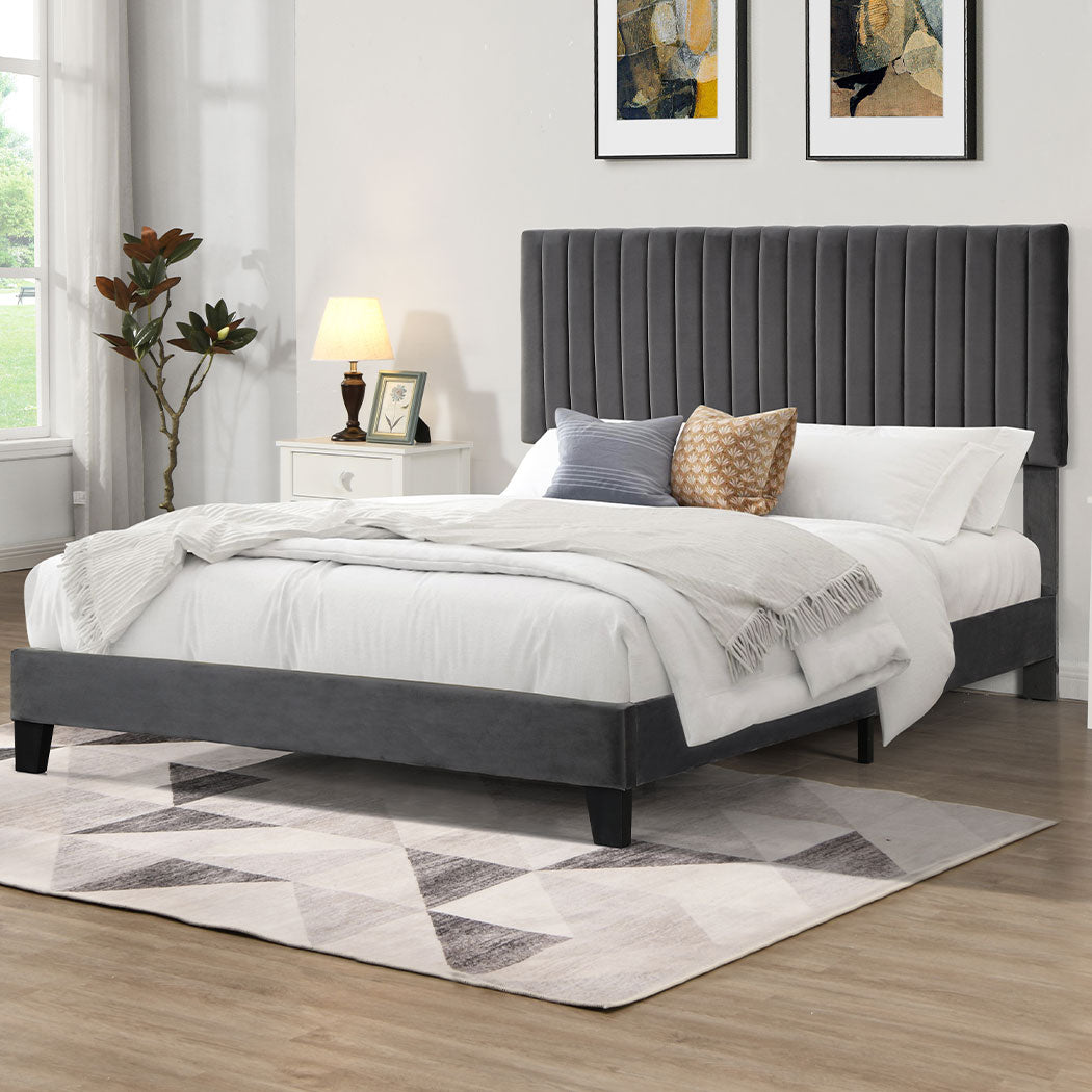 Levede Bed Frame Queen Size Mattress Grey-1910113210942492678