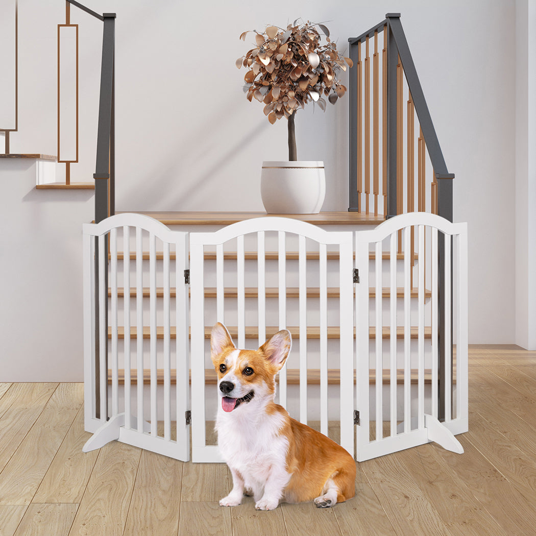 PaWz Wooden Pet Gate Dog Fence Safety White-1910112466243817478