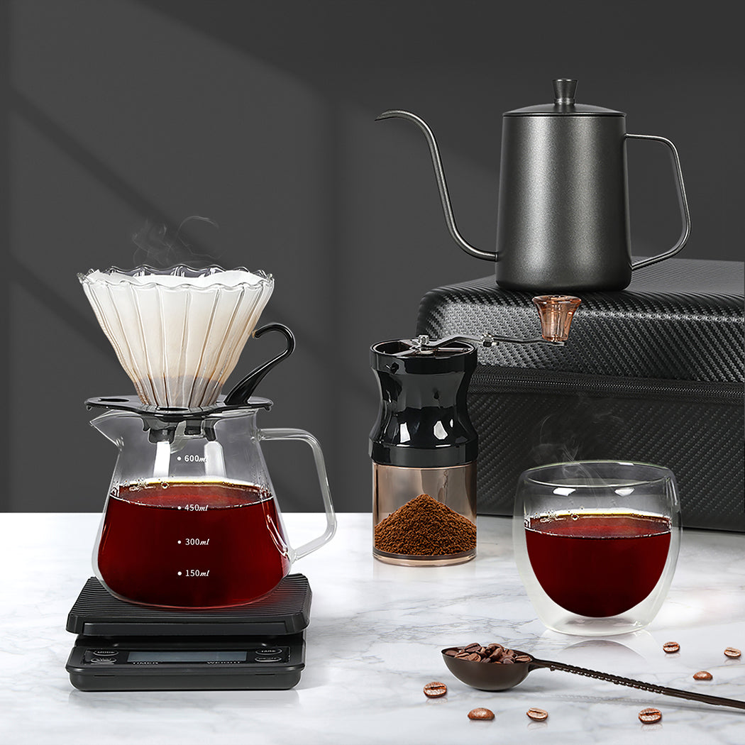 Pour Over Coffee Maker Set Dripper Pot Kettle Filter with Grinder-1910112620829085702