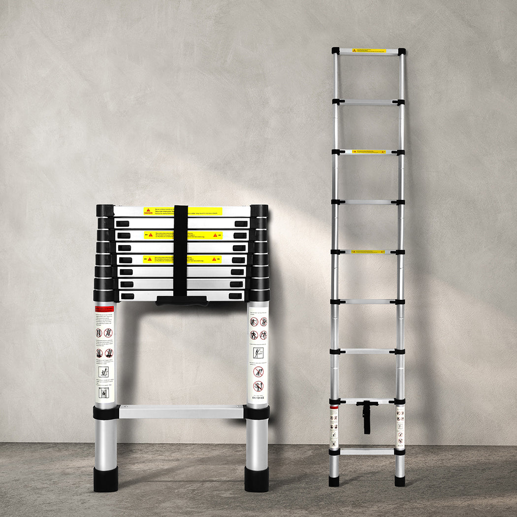 Traderight Multipurpose Ladder Telescopic 2.6M Silver 2.6 Meter-1954802733244616710