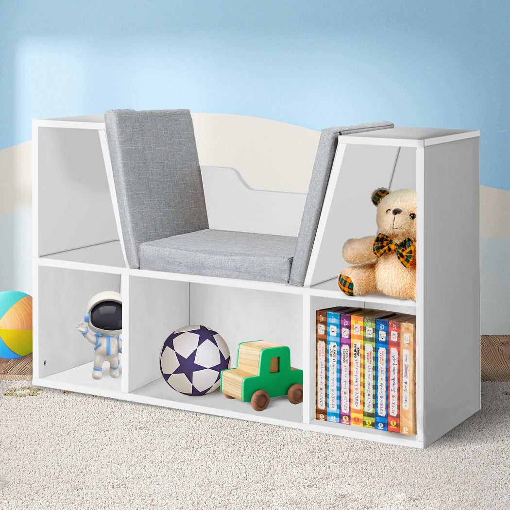 Levede Kids Bookcase Toys Box Shelf White-1910112556471685126