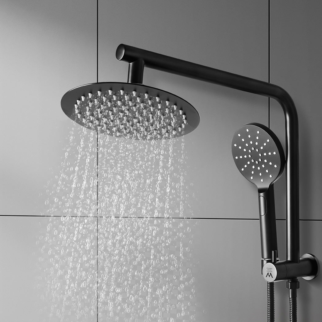 Shower Head High Pressure Set Rain Round Black-1954802952967426054