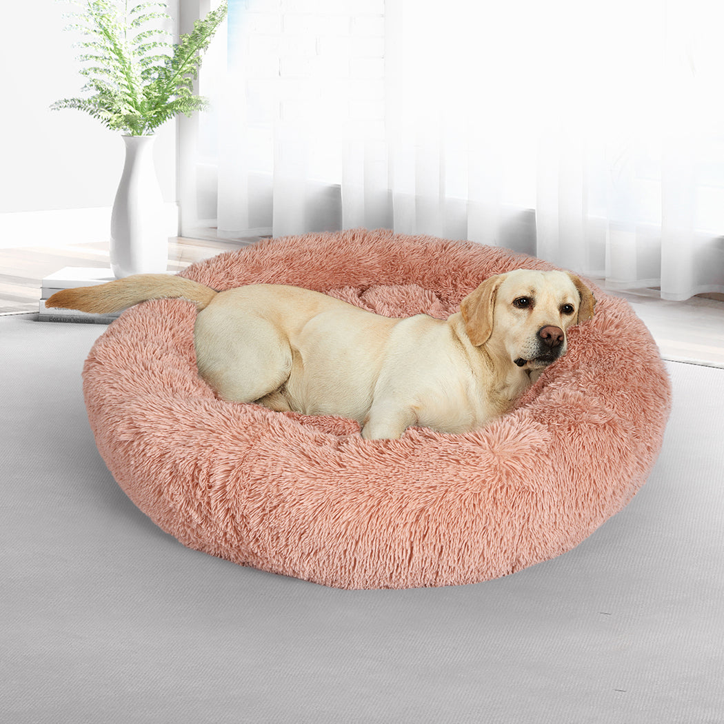 PaWz Pet Bed Cat Dog Donut Nest Calming M Pink Medium-1954802760847331334