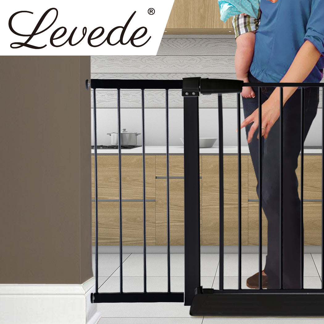 Levede Baby Safety Gate Adjustable Pet Black 30cm Extension-1910113187701854214