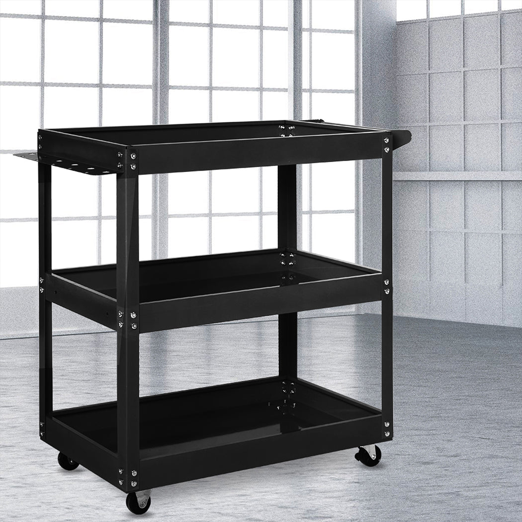 Traderight 3-Tier Tool Cart Trolley Black-1954802742132346886