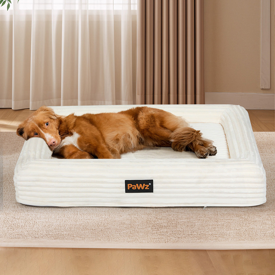 Pawz XXL Size Orthopedic Dog Bed with Corduroy Removable Cover Waterproof Washable Beige-1973193548631248902