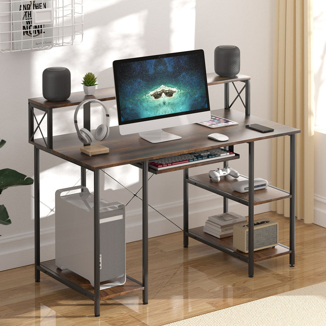 Levede Office Gaming Computer Desk Brown-1954802382802128902