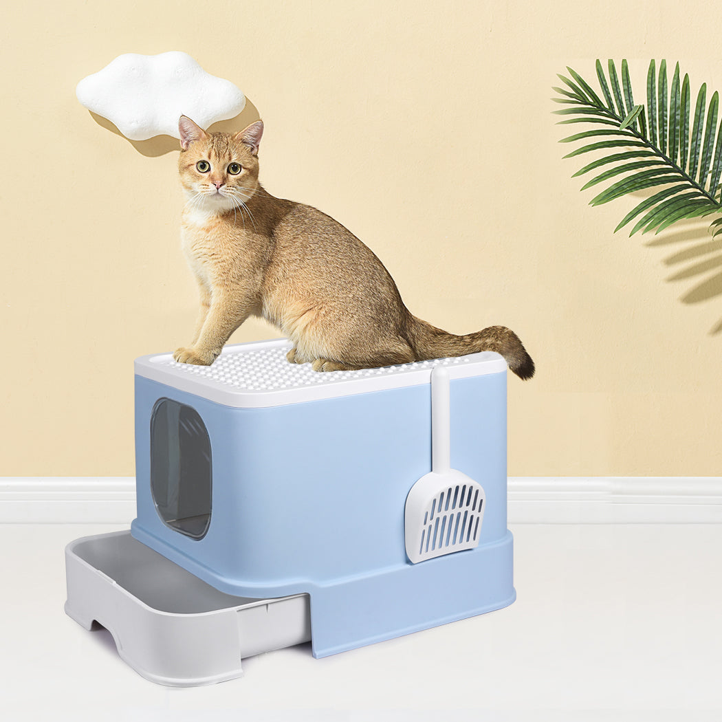 PaWz Cat Litter Box Fully Enclosed Kitty Blue-1954802511995080710