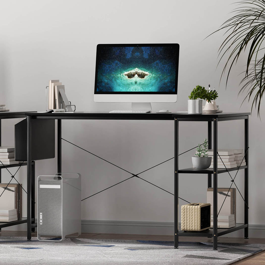 Levede L Shaped Computer Desk Home Desk Black-1954802382059737094