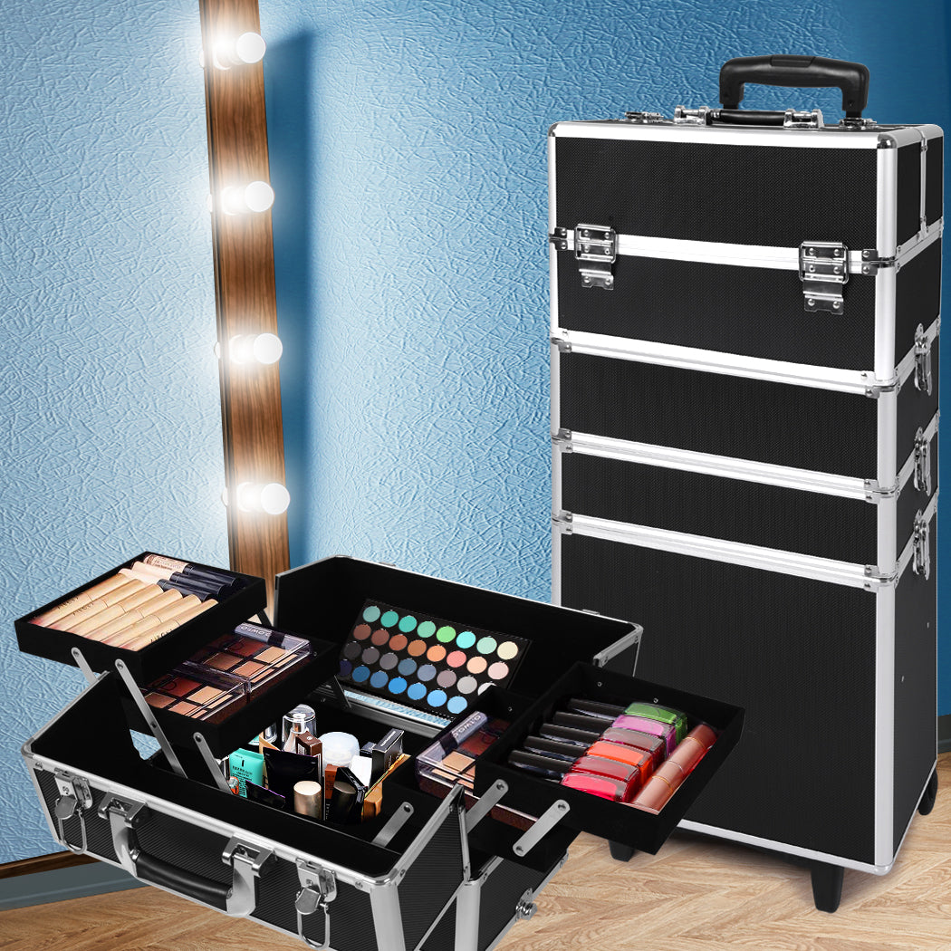 Professional Cosmetic Case Makeup Trolley Black-1919892938566012934