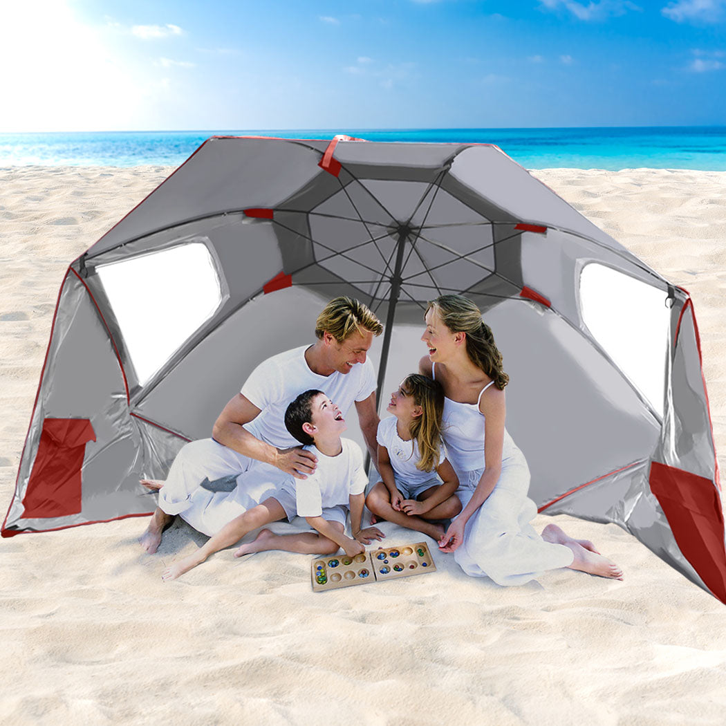 Mountview Beach Umbrella Outdoor Umbrellas Red 2.33M-1954802645621411846