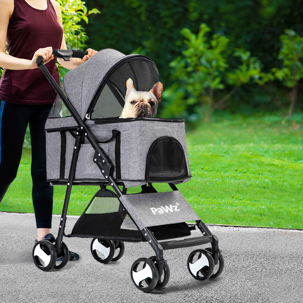 PaWz Large Pet Stroller Dog Cat Travel Grey-1954802606580830214