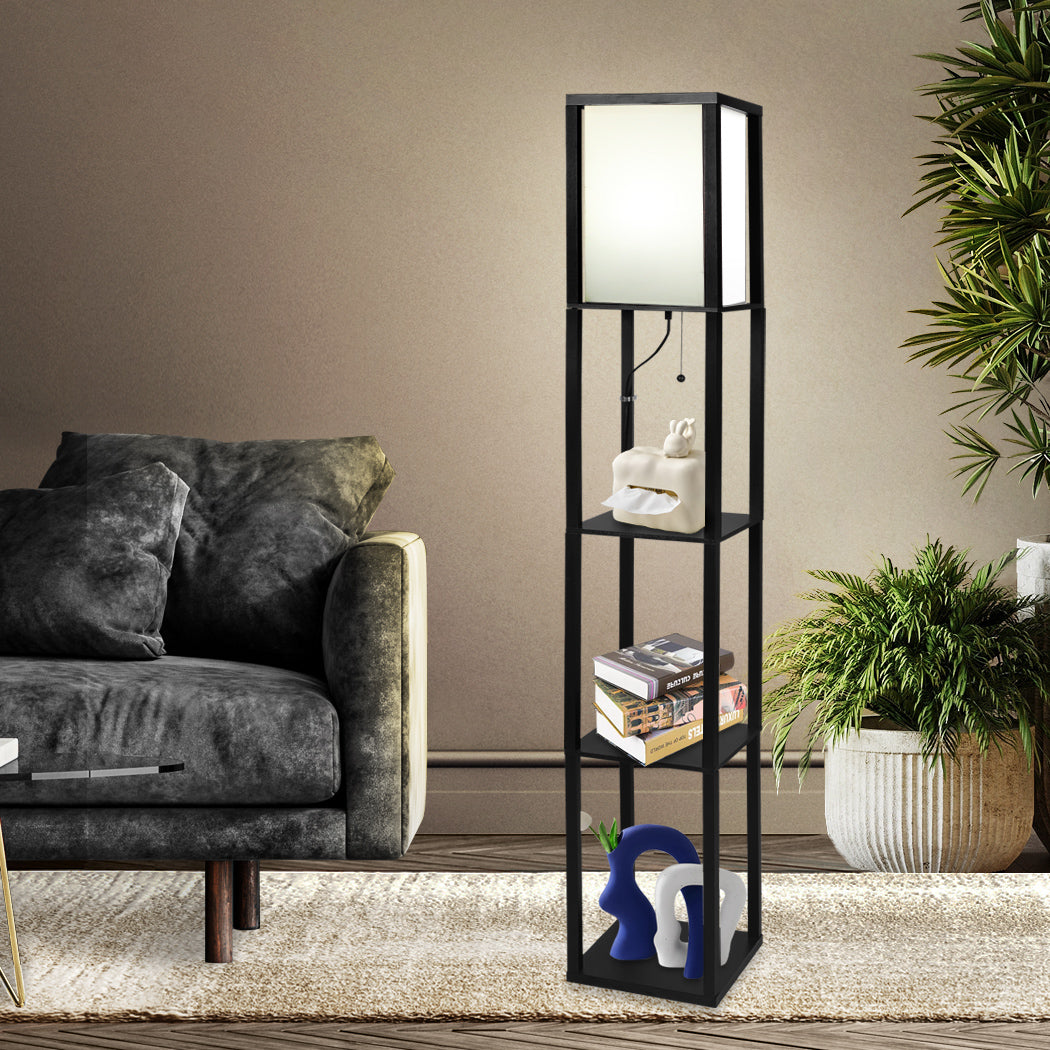 EMITTO Floor Lamp Storage Shelf LED Black-1954802834335731718