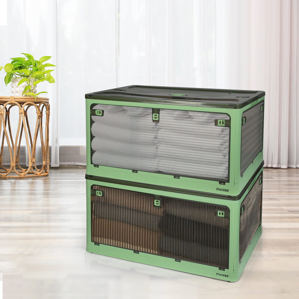 Storage Box Plastic Stackable Container L Green Large-1954802599781863430