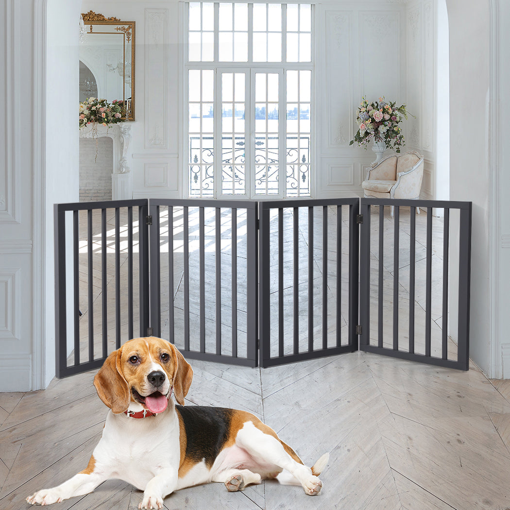 Wooden Pet Gate Dog Fence Retractable Grey 600x 3MM-1910112968574636038