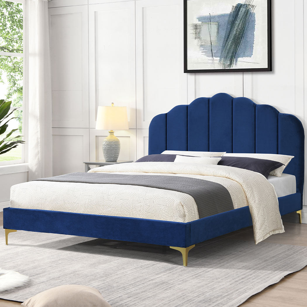 Levede Bed Frame Queen Size Mattress Blue-1910113209453514758