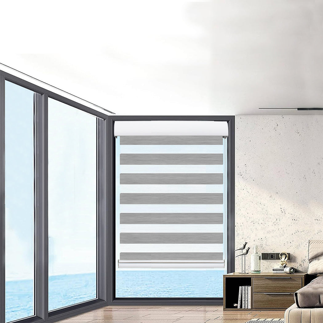 Marlow Blackout Zebra Roller Blind Curtains 60x210 Grey-1910113278726639622