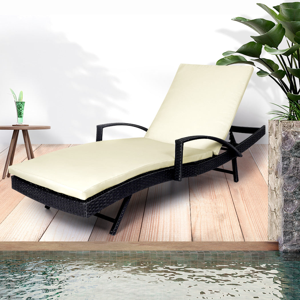 2PCS Levede Outdoor Sun Lounger Furniture Beige-1954802878413672454