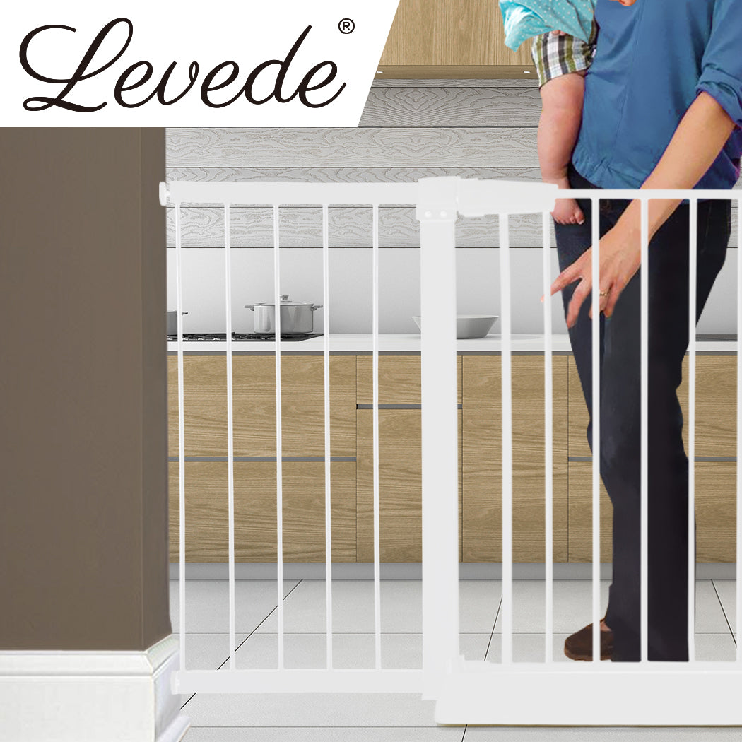 Levede Baby Safety Gate Adjustable Pet White 45cm Extension-1954802908788822022