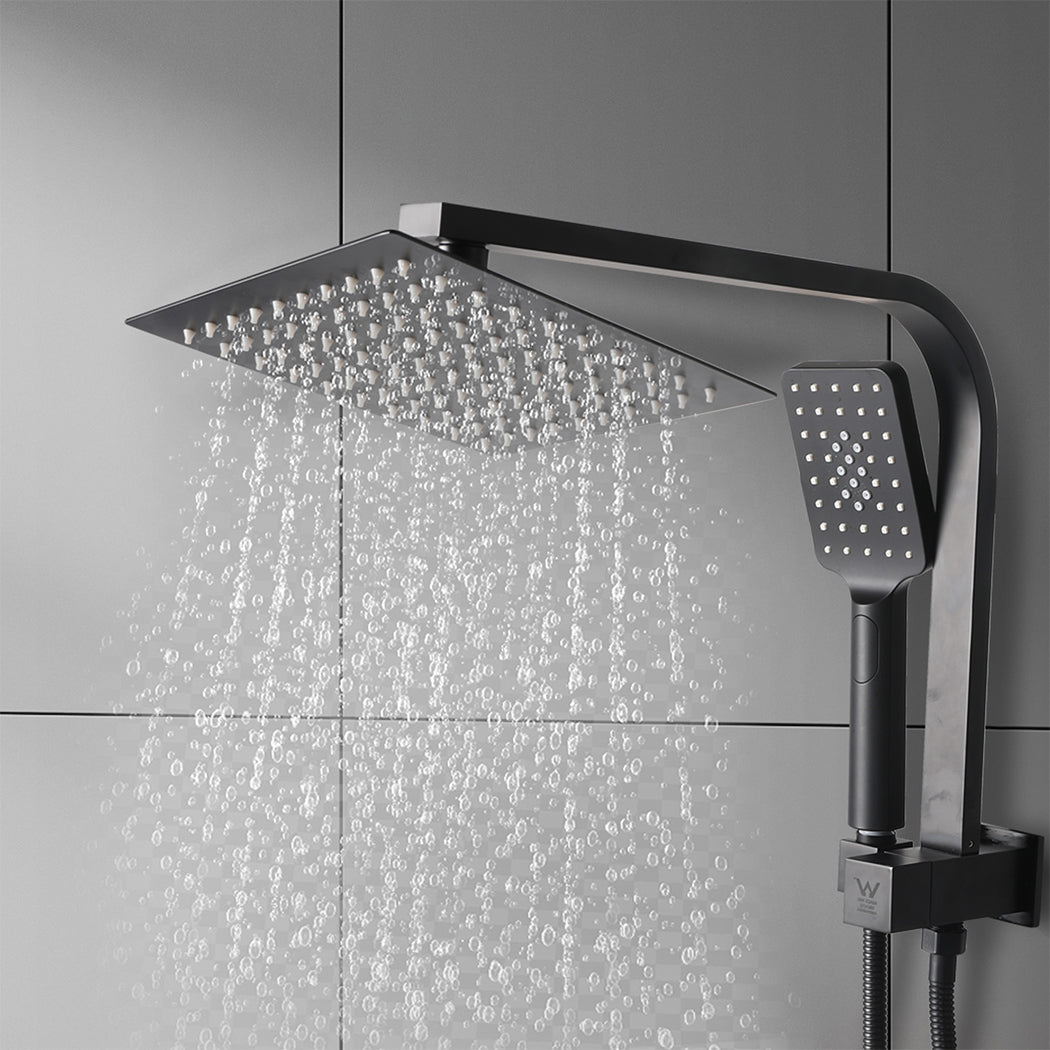 High Pressure Shower Head Set Rain Square Black-1910113120211308550