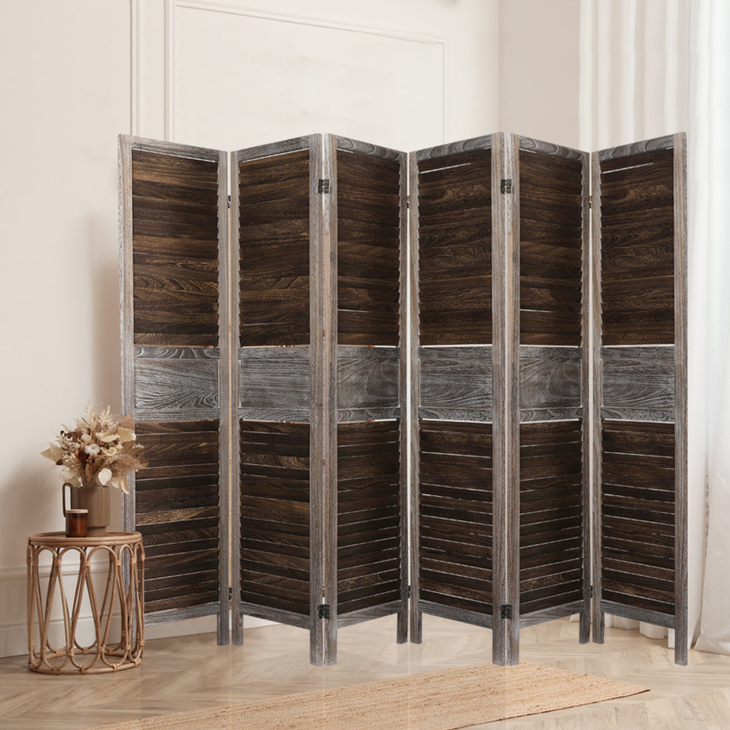 Levede Room Divider 6 Panel Folding Brown-1954802329907761158